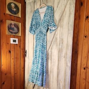 Elegant Blue Patterned Dress